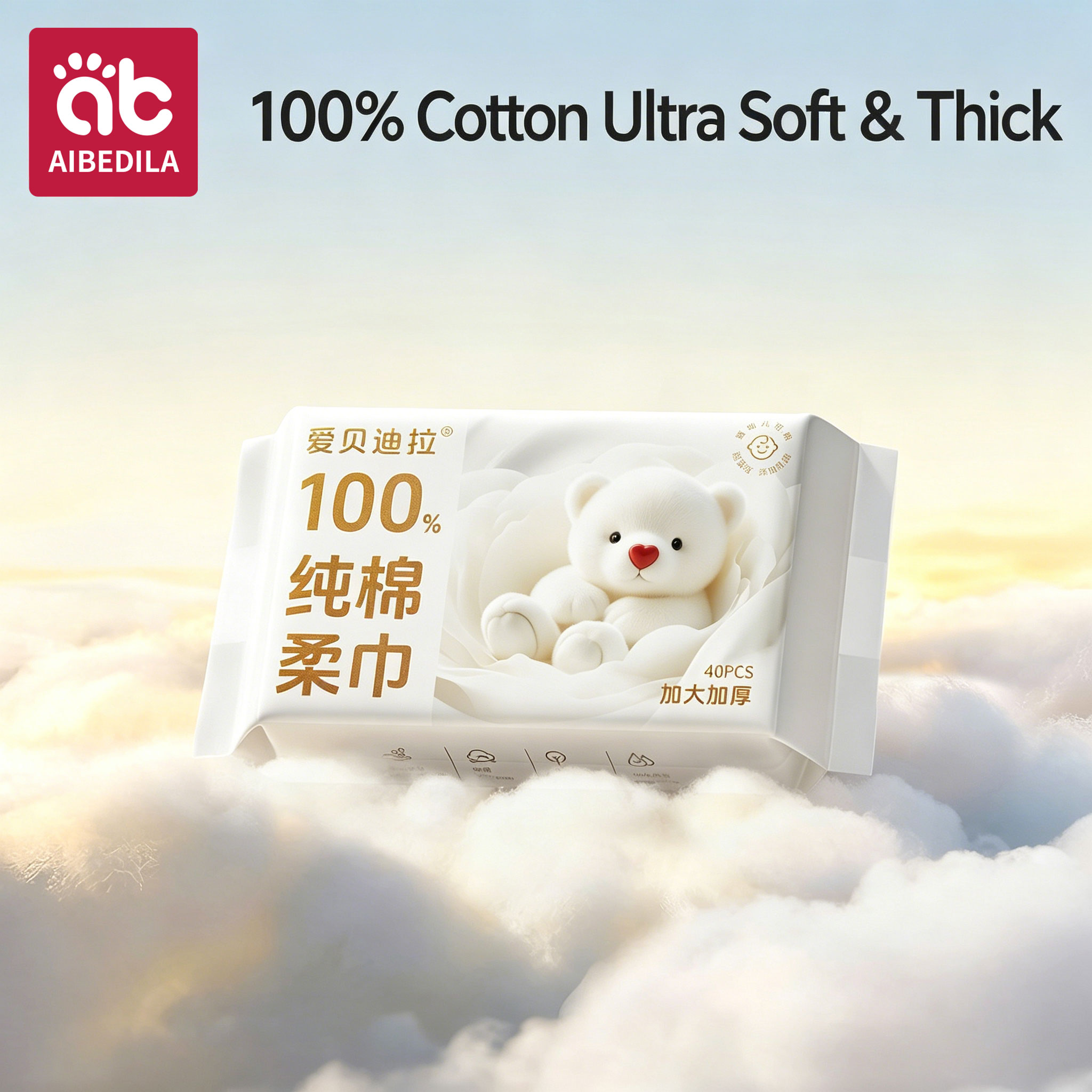 Skincare Newborn - Сухие салфетки из 100% хлопка, чувствительные